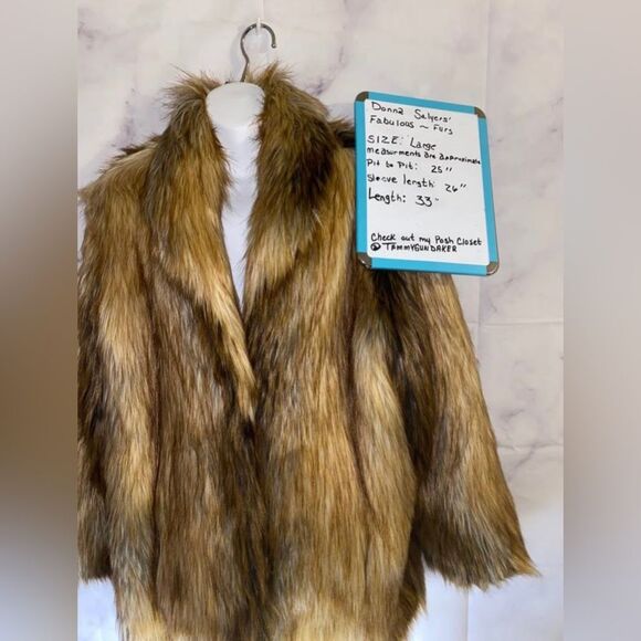 Donna Slayers Fabulous Furs Red Fox Faux Fur Shawl Collar Coat Large - Picture 2 of 13